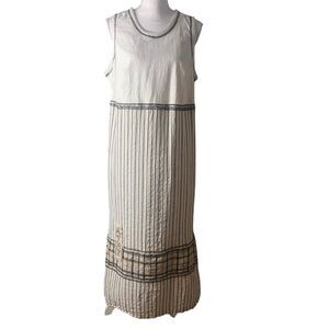 Vintage Surya II Sleeveless Dress Size 1X Ivory Boho Travel Buttons